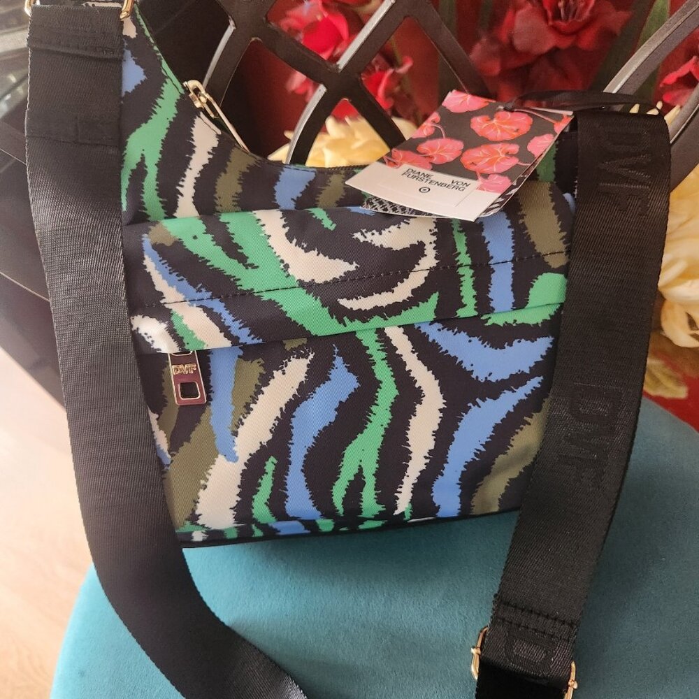 DIANE VON FURSTENBURG ~ Disco Zebra Green Utility Crossbody Bag Purse ~ NWT